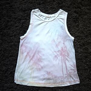Sundry tank top shirt small palm trees 🌴 beach pink green yellow